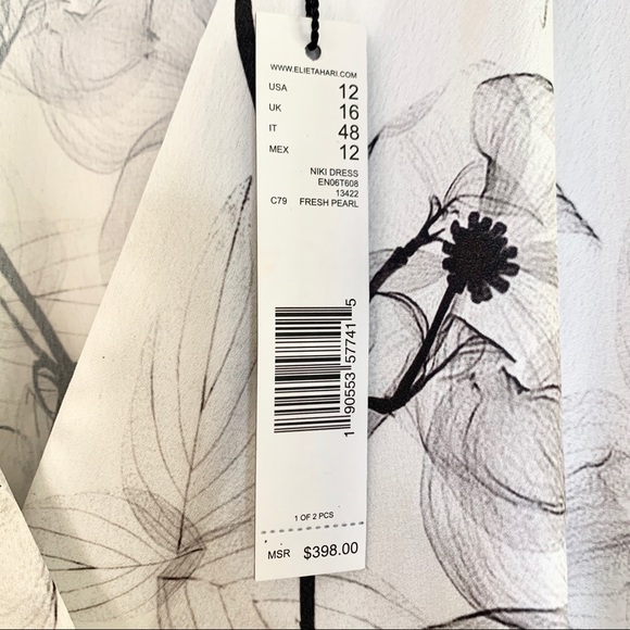 NWT ELIE TAHARI Niki Floral Midi Dress Fresh Pearl - Picture 5 of 16